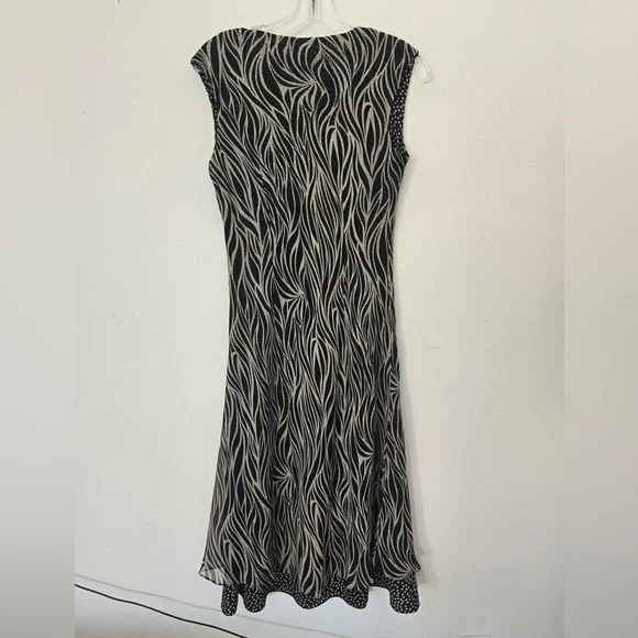 Coldwater Creek Silk Blend Dress Black White Cowl Neck Sleeveless P10 - Picture 2 of 10